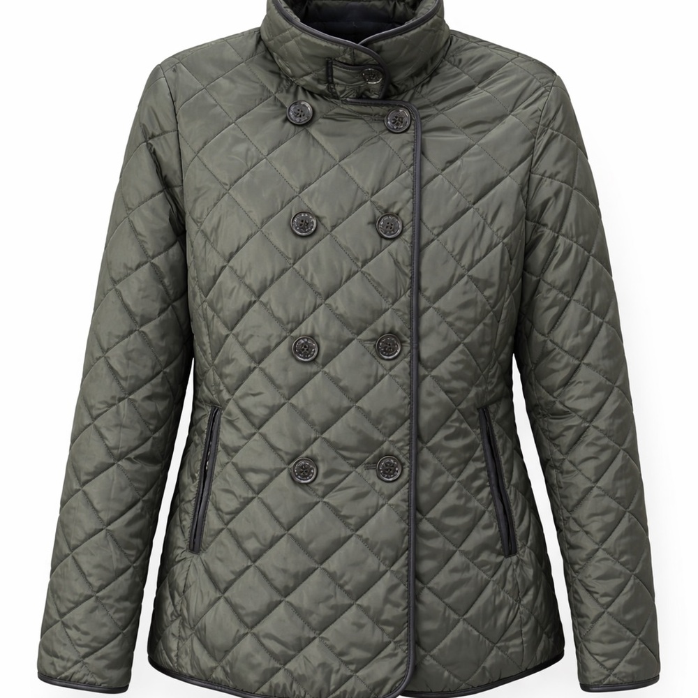 Ralph Lauren Olive Green Quilted Double-Breasted Puffer Jacket